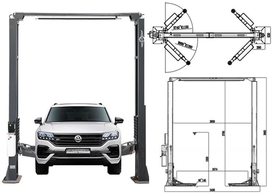 Elevador hidráulico de doble cilindro Sunm elevador de automóviles para dos puestos elevación de automóviles personalización
