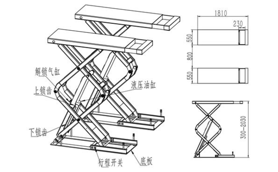 Mantenimiento automático 3.5 toneladas elevador portátil de tijeras para garaje