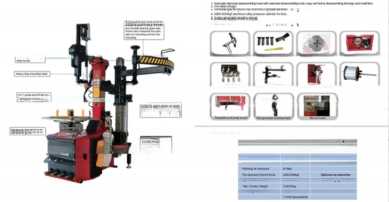 24 &quot;Cambiador de neumáticos Banco de neumáticos Swing Arm Cambio de neumáticos con abrazadera interior 12'-24